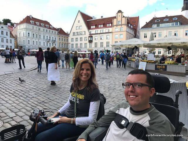 In the square with Sylvia of Spin the Globe