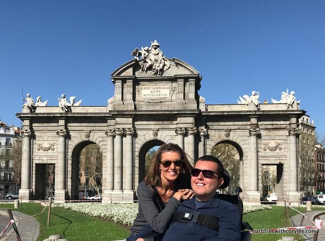 My mom and I at Puerta de Alcalá