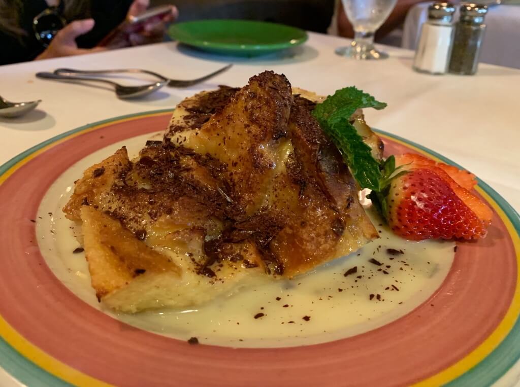 The delicious white chocolate bread pudding