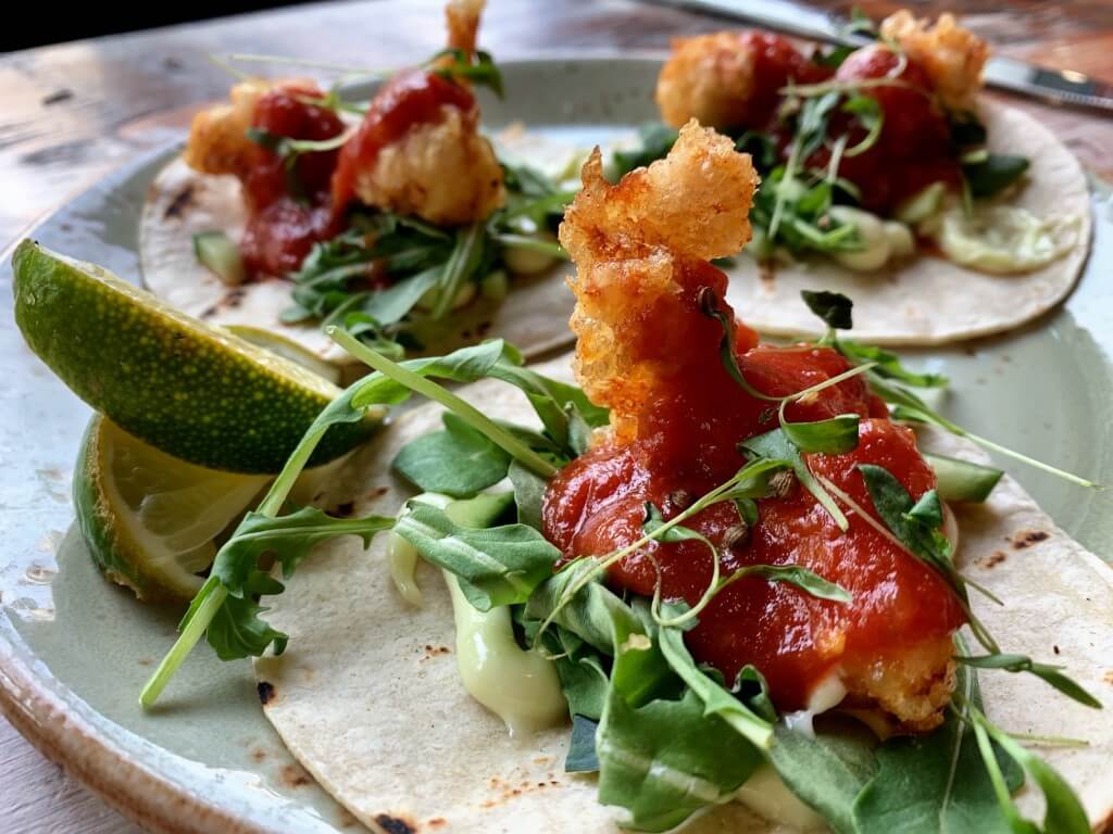 Tempura lobster tacos